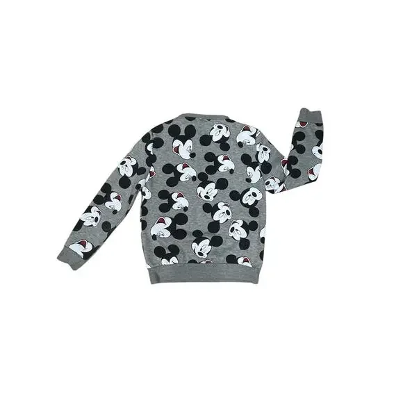 Disney Mickey Mouse Faces Pullover Crewneck Sweatshirt Gray Women’s X-Small 2/4 - Picture 2 of 11